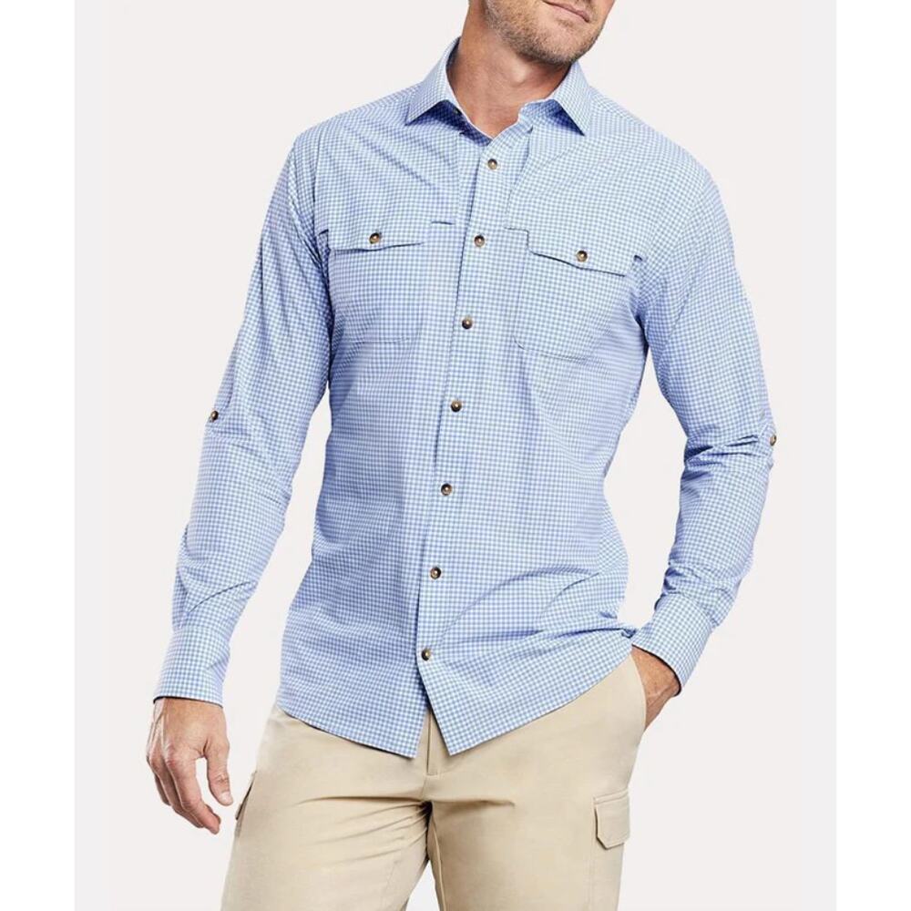 Peter Millar Gulf Vented Boat Fishing UPF Sun Shirt Button Down Gingham XL